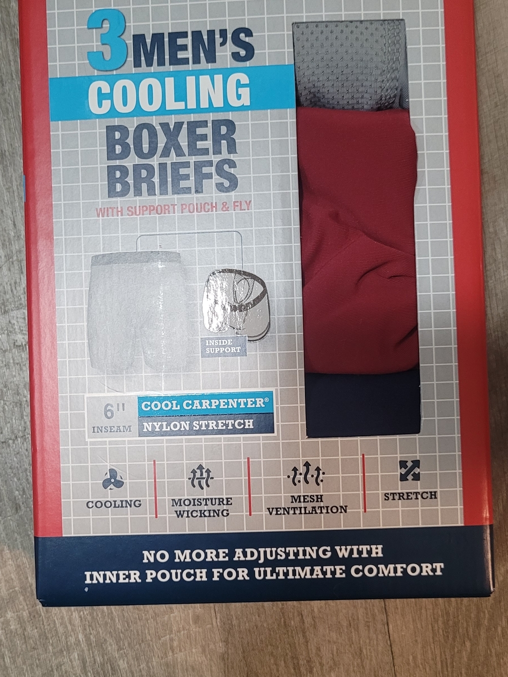 Wrangler Men's Cooling Boxer Briefs - Red & Navy